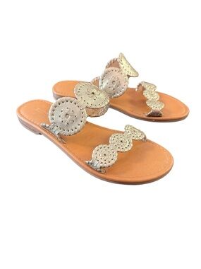 1591/ Jack Rogers Lauren II Platinum Flat Sandals Women’s Size 6.5m